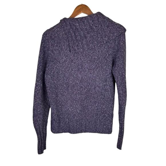 BCBGMaxazria Deep Purple Chunky Knit Wool Blend Long Sleeve Cardigan Sweater - Picture 9 of 11